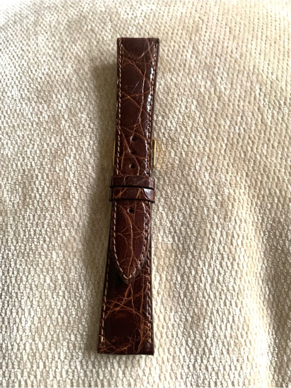 Men's 20mm Shiny Brown Genuine  Crocodile Skin Watch Strap Band Made in USA